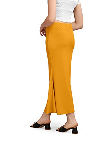 Image of Mogsa Women's Lycra Fishcut Saree Shapewear Petticoat - Tummy Control Slim Fit Stretchable Shaper Skirt with Drawstring & Side Slit for Sarees
