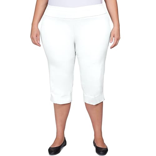 Ruby Rd. Womens Womens Plus-Size Mid-Rise Pull-on Straight Solar Millennium Tech Clamdigger with Side Splits