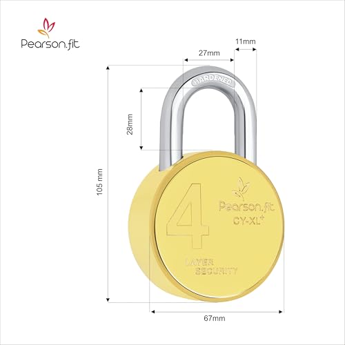 Image of 2 Lock 4 Same Keys XL+ 67mm 4 Layer Brass Finish Padlock for Home Shop Godown Bank (2 Lock 4 Same Keys) Model No- XL+67-Brass-2+4