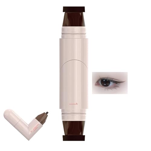 Precision Eyeliner Stamp, One-Stamp Winged Eyeliner,Rotuladores de doble cabezal para delineadores líquidos con sellos a prueba de manchas, fáciles de usar para mujeres (Brown)
