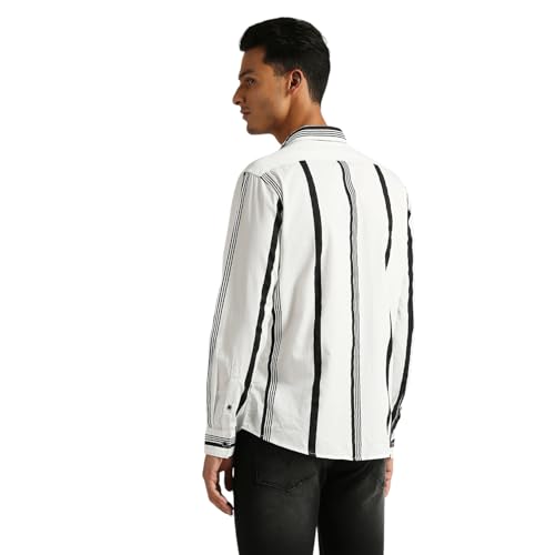 Image of Pepe Jeans Men's Casual Shirt | Striped Shirt for Men| Regular Fit | Vertical Stripes | Full Sleeve | Available in Plus Size