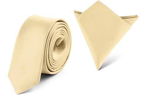 Ladeheid Herren Schmale Krawatte & Einstecktuch Set SP/P (150cm x 5cm, 22cm...