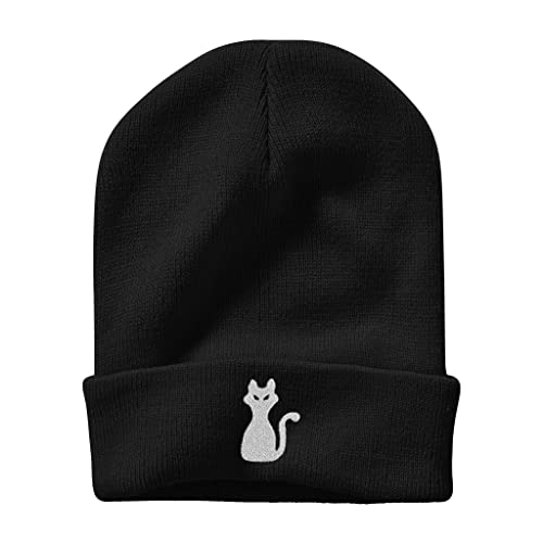 Image of Embroidery Goth Beanie Knit Hats for Men & Women, Embroidery Winter Hats Skull Cap