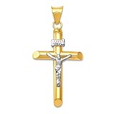 Colgante de cruz de Jesús de oro amarillo de 14 quilates, Oro, Sin piedra preciosa