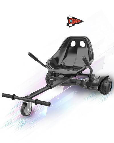 Image of Awwscooter K1 Go-Kart Seat Attachment for Self-Balancing Scooters, Adjustable Frame Fits 6.5 inch /8 inch /10 inch Boards, Easy Install, Kids & Family Fun (Scooter Not Included)-Deep Black