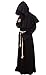 Medieval Priest Monk Robe-Hooded Cap Cloak for Wizard Sorcerer (S/Black)