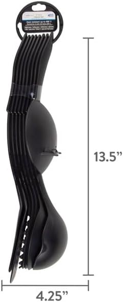 Miniatura 2 de Juego de utensilios de cocina de nailon de 8 piezas con anillo conector, plástico negro, apto para lavavajillas