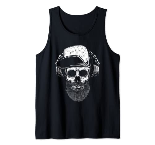 Funny Vintage Hipster Bearded Skull. Barber Gift Canotta