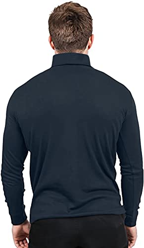 Utopia Wear Premium Mens Sweater Cotton Blend Knitted Turtleneck Men T-Shirt Pullover Sweater, Long Sleeve, Navy #TOP2