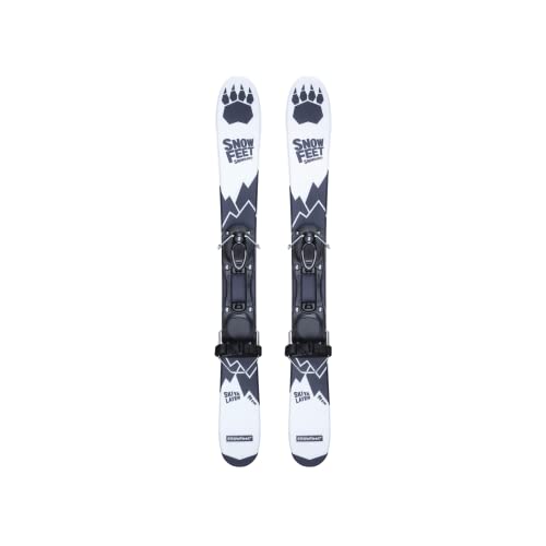 Snowfeet Short Mini Skis for Snow | Snowblades Skiboards 90 cm (White) Cover