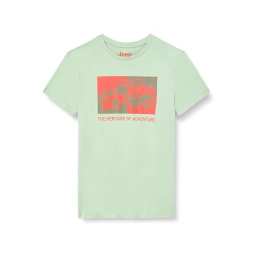 JEEP J Man T-Shirt The Heritage of Adventure Large Print J24s Camiseta de Manga Corta, Jade pálido, S Hombres