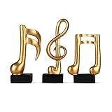 Blltzzz 3 Pcs Music Note Sculptures,Handmade Modern Musical Decoration Table Centerpiece Statue for Piano Bookshelf Bathroom Music Room Coffee Table (Gold)