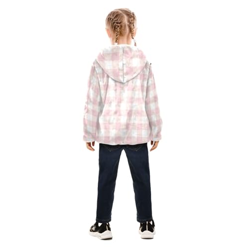 GuoChe Tartan Check Pink Toddler Sherpa Jacket4