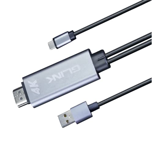 Image of G-Link GL057 USB 3.1 Type C to HDMI 1080P HDTV Mirroring & Charging Cable, Digital AV Video Adapter for Android Smartphone to TV, Projector, Monitor Upto 4K UHD (1.8 MTR /6FT) Black