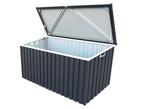 Duramax DH 1.7 (770 L) Kissenbox aus Metall mit hydraulischer Gasdruckfeder und Vorhängeschlossöse, Terrassenbox und Gartenmöbelaufbewahrung für den Außenbereich, Anthrazit