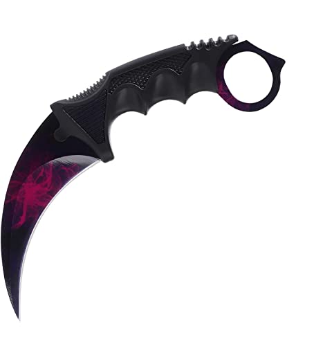 Generisch Hochwertiges 19cm CSGO Karambit Messer Übungsmesser Trainingsmesser Real-Life-Sammlung Jagd Survival Outdoor Counter-Strike Global Offensive Jagdmesser Knife (Purple Knife [Scharf!])