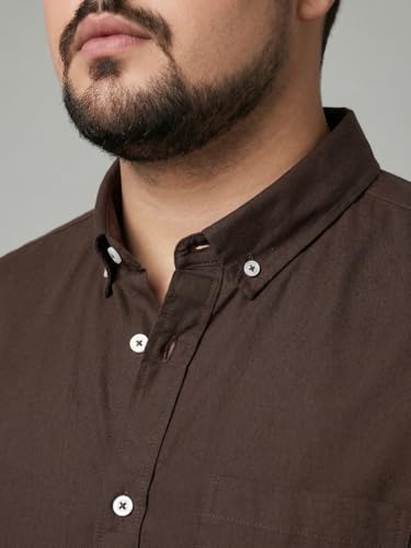 Image of Urbano Plus Men's Cotton Full Sleeve Regular Fit Solid Oxford Shirt with Button-Down Collar