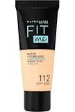 Maybelline New York Fondotinta Fit Me Matte&Poreless, Finish Opacizzante e Fissante, Tonalità: 112 Soft Beige