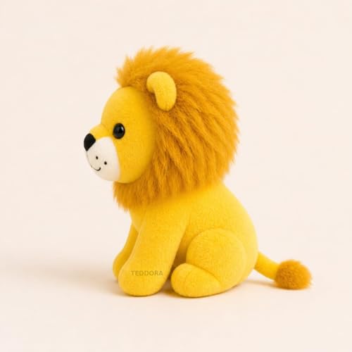 Image of Baby Lion Soft Toy for Girls Boys Kids, Yellow, Animal Plush Stuffed Teddy Gift Birthday, 18 cm