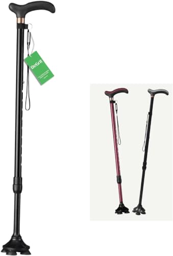 BeGrit伸縮ステッキ 杖 4本足 自立式 ４点杖 軽量 多機能ステッキつえ 杖 男性用と女性用 アルミ 歩行補助杖 ステッキ 杖 10段階調節 身長142～188cmが似合います 敬老の日プレゼント
