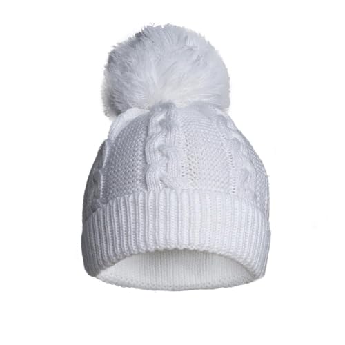 Soft Touch Newborn Essentials Sustainable Knitted Baby Bobble Hat Baby Girl and Baby Boys Winter Hat 0-12 Months White