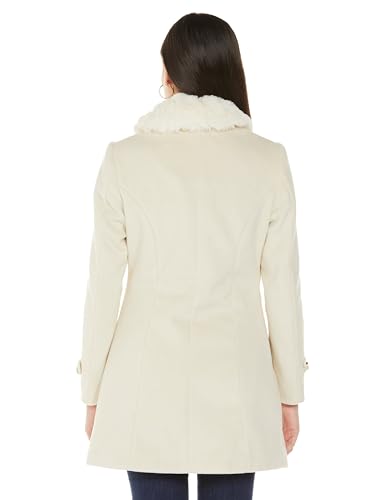Image of Qube By Fort Collins Women's Semi-Long Tweed Coat with Knitted Finish - Elegant Winter Outerwear for Casual and Formal Looks