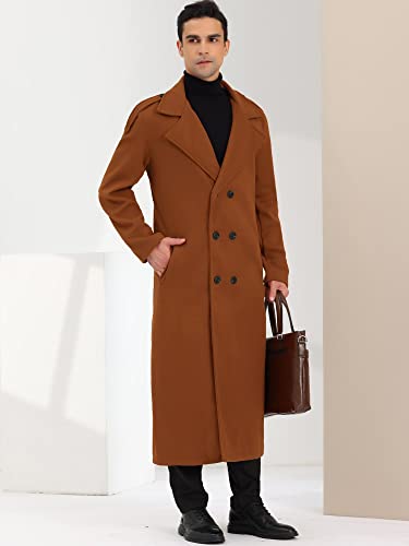 Image of Lars Amadeus Men's Winter Pea Coat Notch Lapel Double Breasted Solid Color Overcoat