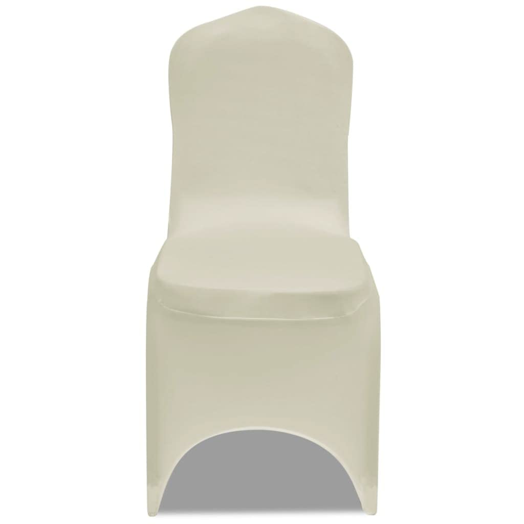 Set di 6 coprisedie in tessuto elasticizzato color crema, per matrimoni, banchetti, eventi, adatti per tutte le sedie tradizionali fino a 100 cm di altezza, lavabili, resistenti, versatili