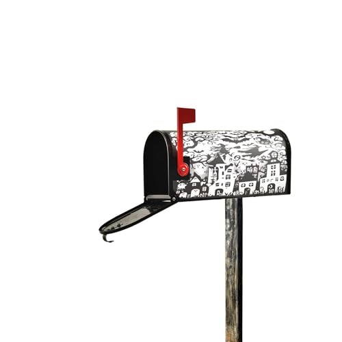 Image of Wamika Happy Halloween Magnetic Mailbox Covers Spooky Bat Witch Castle Mailbox Cover Standard Size Full Magnet Garden Yard Porch Mail Boxes Cover Holiday Decorations 21 inch L x 18 inch W