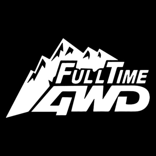2-Pack Full Time 4WD Decal - 5.9"x3.1" Waterproof Mountain Vinyl Sticker for Cars, Trucks, SUVs & Laptops - Outdoor Adventure Theme-BD49 (White)
