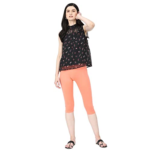 Image of Robinbosky Premium Stretchable Cotton Capri Legging for Women | Suitable for Formal wear & Casual wear | High-End Elastic Makes. The Leggings Squat Proof and Durable for Travel, Yoga, & Workout.