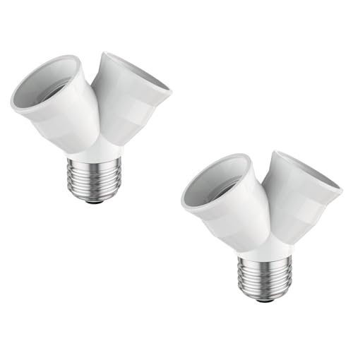 ledscom.de 2 pezzi base E27, adattatore splitter a 2 vie, bianco