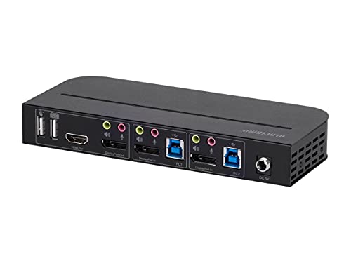 Image of Monoprice Blackbird 4K Displayport 1.4 USB 3.0 2x1 KVM Switch, 4K@60Hz, HDR, YCbCr 4:4:4, HDCP 2.2, Share 2 Computers with 1 Keyboard Mouse Monitor Printer