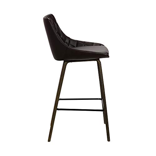 Butaco Armen Living Dani 26" en Cuero Sintético Marrón con Acabado Envejecido Nogal miniatura 5