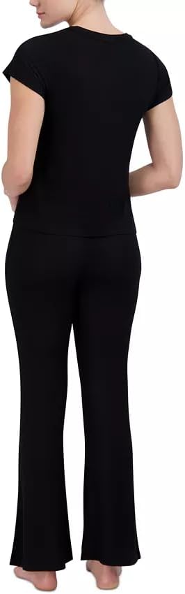 Steve Madden Womens Women's Ribbed Short-Sleeve Sleep Tee - Image 3