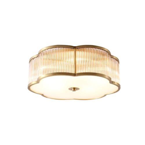 LYMSXAZOU Round All Bronze Semi-Chandelier Light with Luxury Crystal Lampshade for Elegant Ceiling Lighting in Living Room, Kitchen, Restaurant, Corridor, Hotel, Bedroom