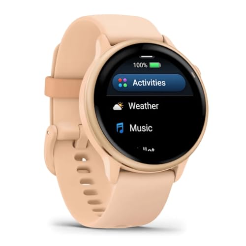 Image of Garmin vivoactive 6, Health and Fitness GPS Smartwatch, AMOLED Display, Up to 11 Days of Battery, Metallic Pink Dawn with Pink Dawn Band