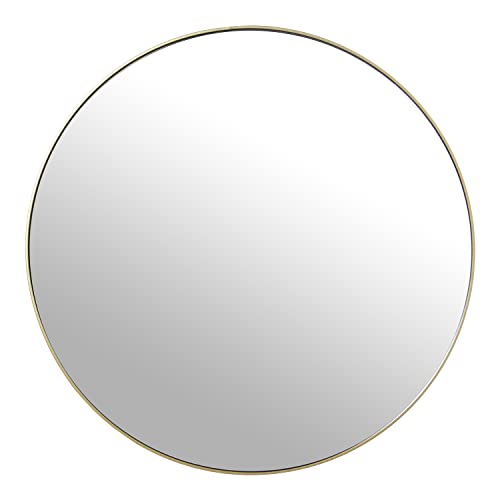 Specchio da parete rotondo in metallo e posteriore legno MDF in oro 80 x 1.5 cm INT 78.5 c