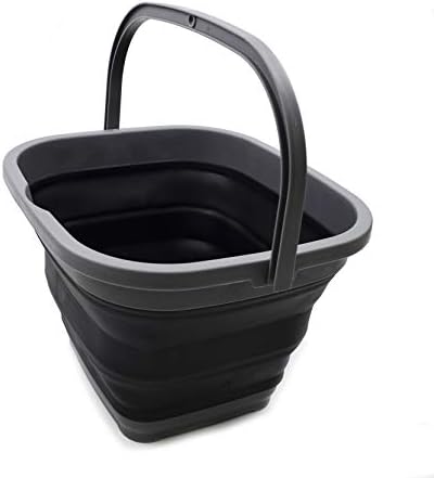 SAMMART 11L Collapsible Rectangular Handy Basket / Bucket (Grey/Black)