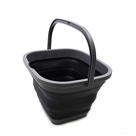 SAMMART 11L (2.9 Gallon) Collapsible Rectangular Handy Basket / Bucket (1, Grey/Black)