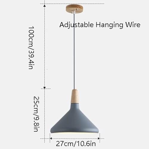 Lustre de couleur moderne avec finition bois massif et abat-jour nordique - 4