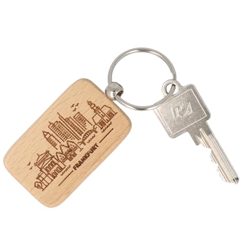 Spruchreif | Llavero An Scheiß muaß i | Holzanhänger mit Gravur & Metallring | Lustiger bayerischer Spruch | Geschenkidee für Männer & Frauen mit Humor | ca. 5,5 x 3,5 cm, Fráncfort - Skyline, S