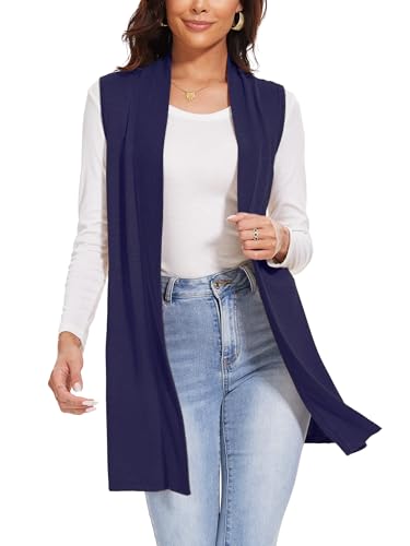 Image of Spicy Sandia Womens Sleeveless Long Knit Cardigan Vest | Open Front, Dressy Casual, for Office Work, Spring Fall 2026 Trendy