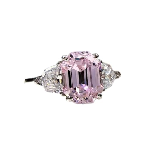 Bague en argent Sterling S925 et son diamant de carbone rose de 8x10MM