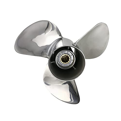 Flish Stainless Steel Outboard Propeller 11 1/8 X 13 Oem Fit Yamaha Engines 25-60 Hp 3 Blade Ref No.69W-45945-00-El, 13 Spline Tooth Rh #TOP4