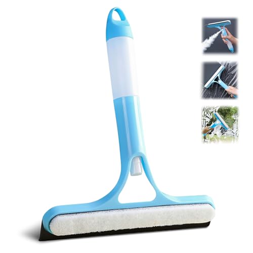 Image of PANCA 3-in-1 Window Cleaning Wiper Spray Squeegee with Built-in Scrubber, Multipurpose Glass Cleaner Wiper for Window Mirror Kitchen Platform Bathroom Tiles Car Windshield Cleaning Tool