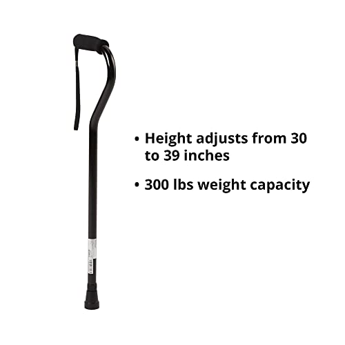 Mckesson Cane, Offset-Handle, Aluminum, Black, Adjustable Height 30 In To 39 In, 1 Count #TOP2