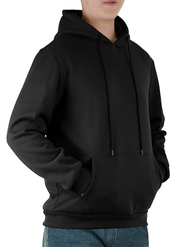 Mens Hooded Sweatshirt Casual Long Sleeve Fleece Hoodies Drawstring Workout Pullover with Kanga Pocket3