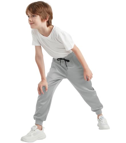 QBK Boys Joggers Slim-Fit Tapered Sweatpants with Adjustable Drawstring Waist, Stretch for Sports & Casual Wear 3-16Y4