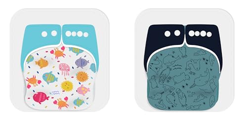 Image of Ambaby Organic Cotton Cloth Diapers - Pack of 4 | Leak-Proof & Reusable | 250ml Absorption | 2 Covers 2 Inserts 2 Boosters | Rash-Free Quick Dry
